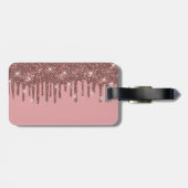 Monogrammen Roze Rose Gold Bagagelabel voor haar (Achterkant horizontaal)