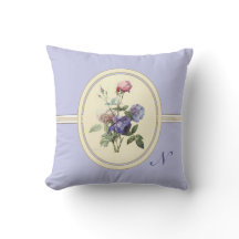 Monogrammen  roze rozen en paarse bloemen