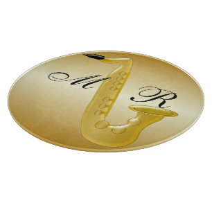 Monogrammen Saxophone Gold gekleurd Snijplank