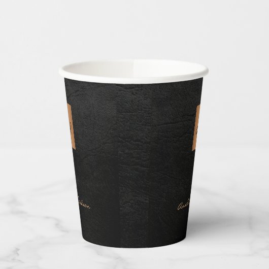 Monogrammen scriptnaam goud zwart papieren bekers (Links)