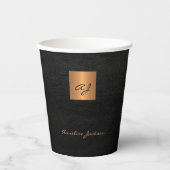Monogrammen scriptnaam goud zwart papieren bekers (Voorkant)