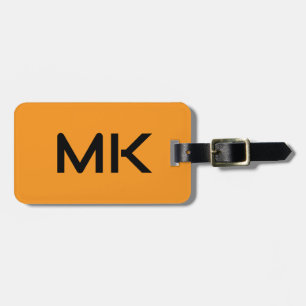 Monogrammen Sinaasappel Zwarte Initialen Naam Gift Bagagelabel