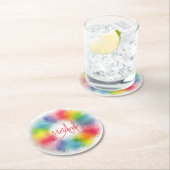 Monogrammen Sjabloon Aangepaste Moderne Regenboog Ronde Kartonnen Onderzetter (Insitu)