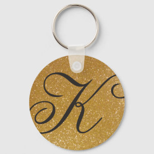 Monogrammen sleutelhanger met dunne goudglitter