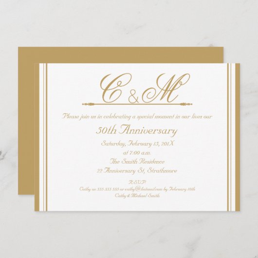 Monogrammen uitnodiging voor het Jubileum van het  (Voorkant / Achterkant)