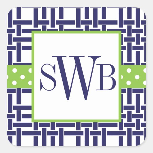 Monogrammen van bamboe en Grosgrain Stickers (Voorkant)