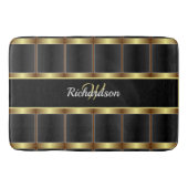 Monogrammen van cute Gold en Black Checkered Badmat (Voorkant)