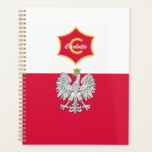 Monogrammen van de Poolse Witte Eagle Crest Planner (Voorkant)