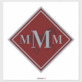 Monogrammen van de Rood van de Wijn + Zilveren Hor Sticker (Vel)