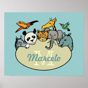 monogrammen van dierentuindieren poster