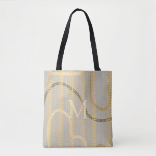 Monogrammen van het Abstracte patroon van het grij Draagtas