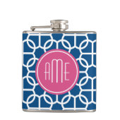 Monogrammen van het hete roze en blauwe geometrisc heupfles (Voorkant)