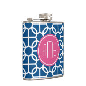 Monogrammen van het hete roze en blauwe geometrisc heupfles (Rechts)