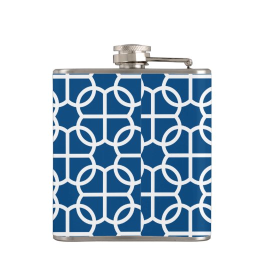 Monogrammen van het hete roze en blauwe geometrisc heupfles (Achterkant)