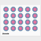Monogrammen van het hete roze en blauwe geometrisc ronde sticker (Vel)