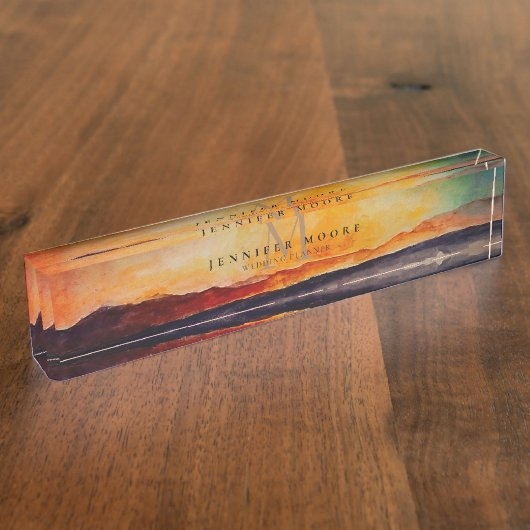 Monogrammen van het kunstmatig Waterverf berglands Naambordje (Zijkant)