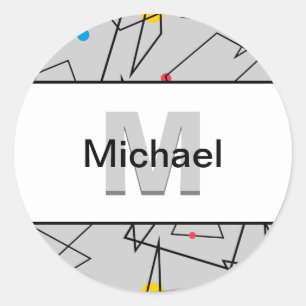 Monogrammen van hoekgeometrische retroflectoren ronde sticker