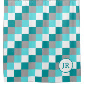 Monogrammen van Initialen op Blauwgroen en Aqua Ge Douchegordijn (Voorkant)