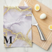 Monogrammen van Paarse en goudinktmarmer Theedoek (Quarter Fold)