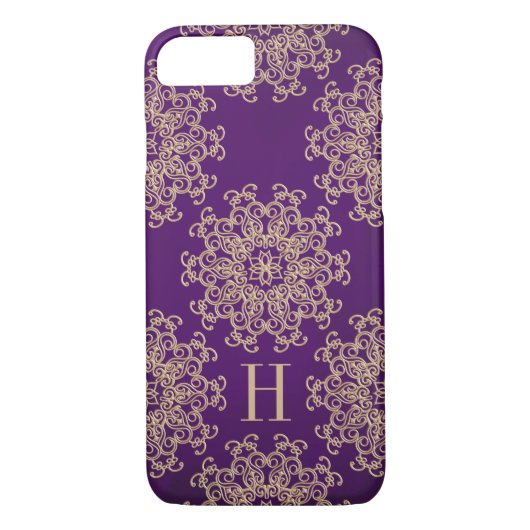 Monogrammen van Paarse en goudmeeuw Case-Mate iPhone Case (Achterkant)