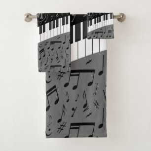 Monogrammen van pianosleutels en muzieknoten bad handdoek