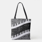 Monogrammen van pianosleutels en muzieknoten draagtas (Achterkant)
