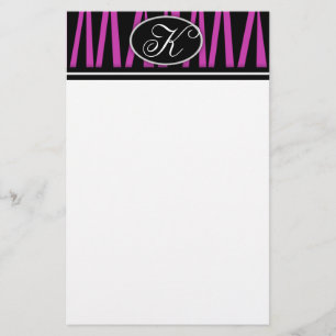 Monogrammen van warmroze zebrastrips briefpapier