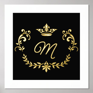 Monogrammen van witte en goudkrooncrest folie afdrukken