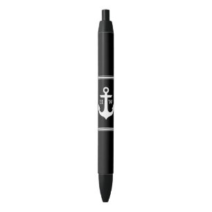 Monogrammen van zwarte en witte anker inkt pen