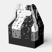 Monogrammen van zwarte & witte muziekstrips bedankdoosjes (Achterkant)