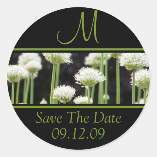 Monogrammen voor bruiloften sparen de datumkiezers ronde sticker (Voorkant)