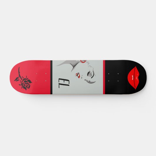 Monogrammen  vrouw en lips skateboard (Horizontaal)