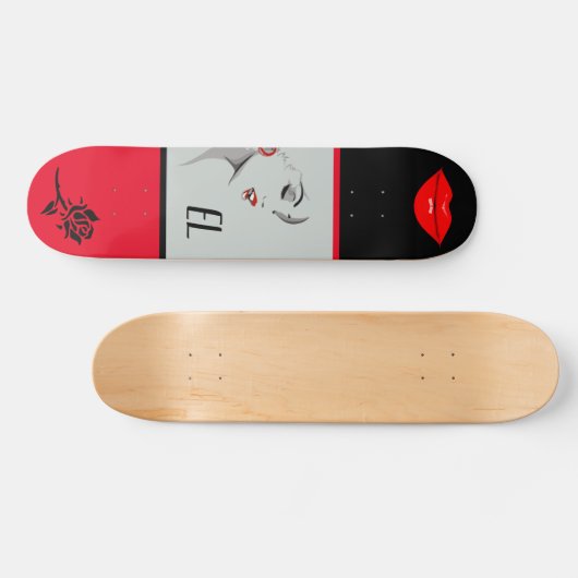 Monogrammen  vrouw en lips skateboard (Horizontaal)