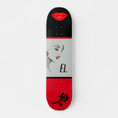 Monogrammen  vrouw en lips skateboard (Voorkant)