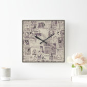 Monogrammen  Wandklok Vierkante Klok (Huis)