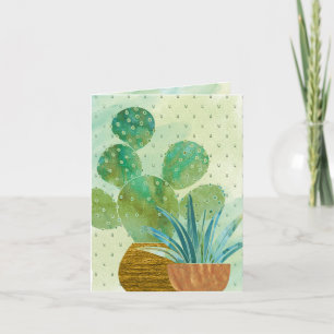 Monogrammen Waterverf Cactus Dagelijkse groet Kaart