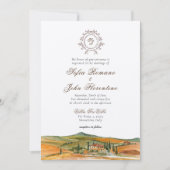 Monogrammen waterverf Toscane skyline bruiloft Kaart (Voorkant)