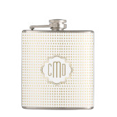 Monogrammen White & Gold Polka Dots Pattern Heupfles (Voorkant)