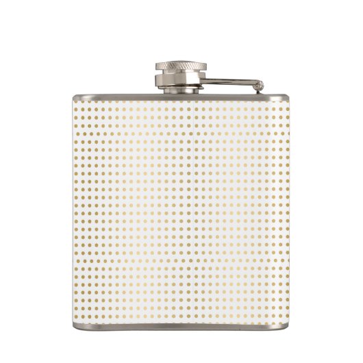 Monogrammen White & Gold Polka Dots Pattern Heupfles (Achterkant)