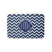 Monogrammen wit en blauw Geometrisch Zigzag Chevro Badmat (Voorkant)