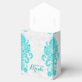 Monogrammen wit en Turquoise Floral Ornament Bedankdoosjes (Geopend)