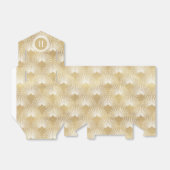 Monogrammen wit en wit Art-Deco-patroon Bedankdoosjes (Uitgevouwen)