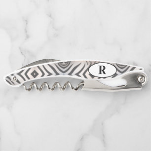 Monogrammen Zebra gestreept Kurkentrekker
