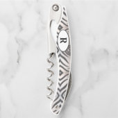 Monogrammen Zebra gestreept Kurkentrekker (Voorkant)