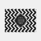 Monogrammen zwart en wit Geometric Zigzag Chevron Fleece Deken (Voorkant (Horizontaal))
