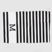 Monogrammen zwart en witte streping golfhanddoek (Horizontaal)
