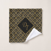 Monogrammen - zwart & goudkunstdeco bad handdoek (Wasdoekje)