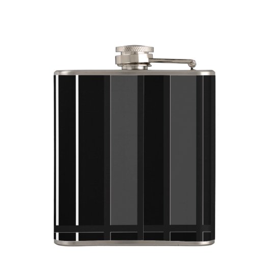 Monogrammen zwart & wit gestreept heupfles (Achterkant)