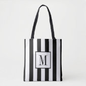 Monogrammen zwart-wit gestreept Tas (Voorkant)
