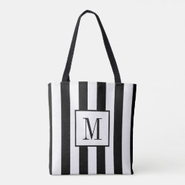 Monogrammen zwart-wit gestreept Tas
